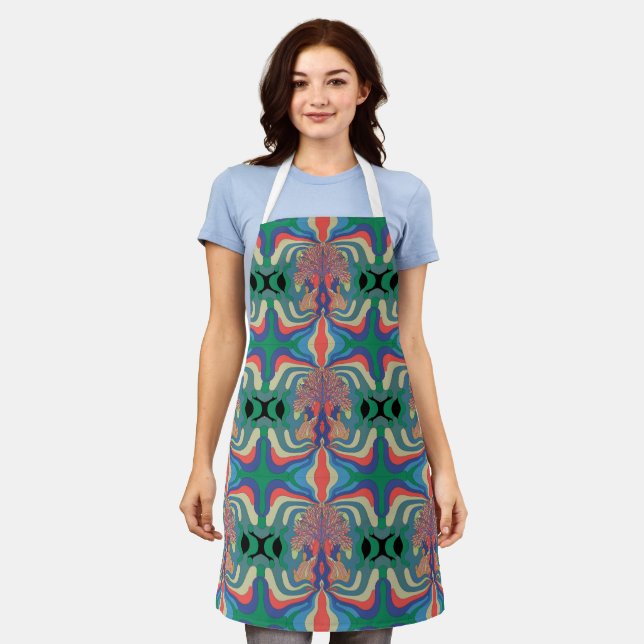 Abstract Art All-Over Print Apron, Medium Apron (Worn)