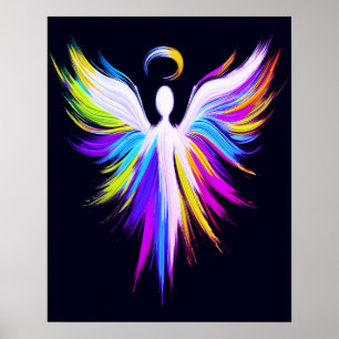 Abstract Art Angel Wings with Halo  Poster