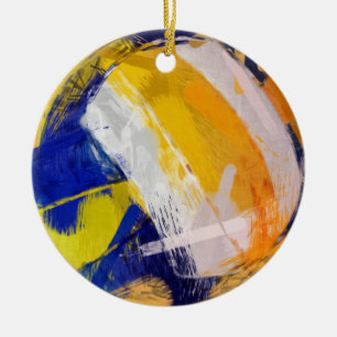 Abstract Art Beach Volleyball Ceramic Tree Decoration