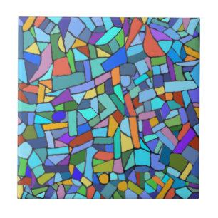 Abstract Art Beautiful Colourful Blue Mosaic Tile