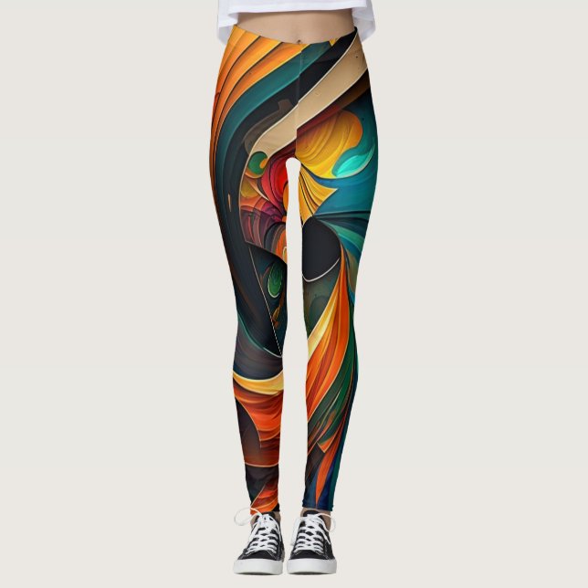 Abstract art beautiful flower Leggings (Front)