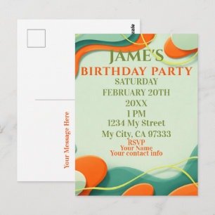 Abstract Art Birthday Invitation Postcard