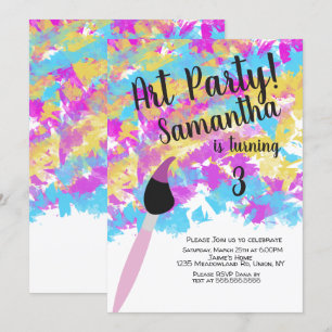 Abstract Art Birthday Party Splash Invitation