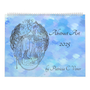 Abstract Art Black and White Drenched in Colour Calendar