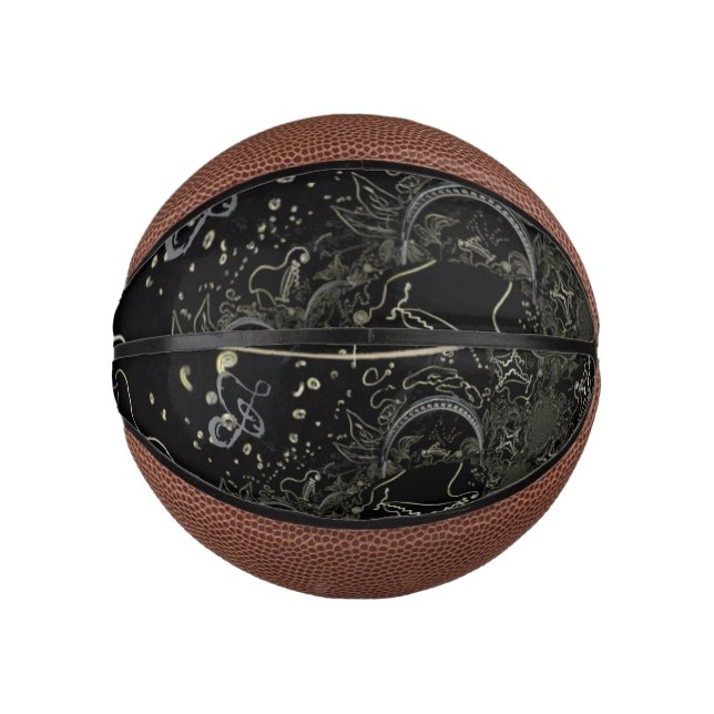 Abstract Art Black Mini Basketball (Front)