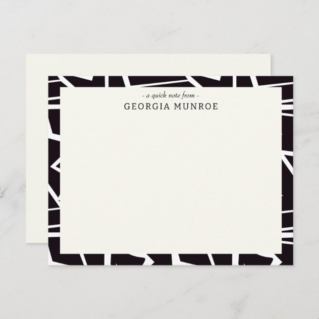 Abstract Art Black Personalised Stationery  Card (Front/Back)