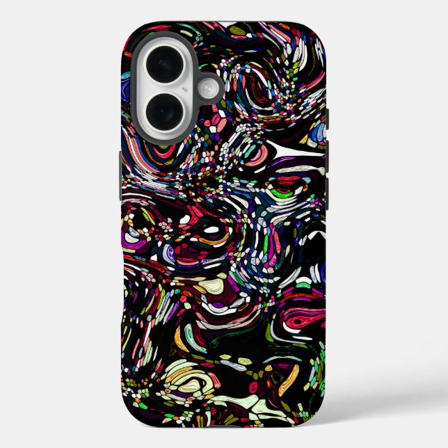 Abstract Art Black Swirl Red Case-Mate iPhone Case (Back)