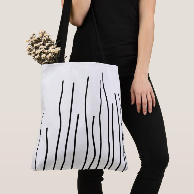 Abstract Art Black White Lines Minimalism Tote Bag (Close Up)