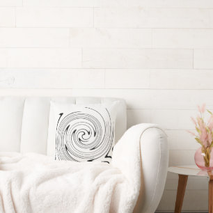 Abstract Art Black White Lines Twirl Minimalism Cushion