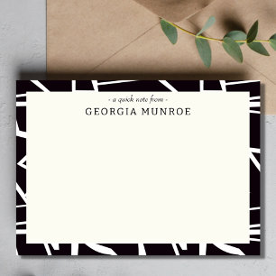 Abstract Art Black White Personalised Stationery  Card