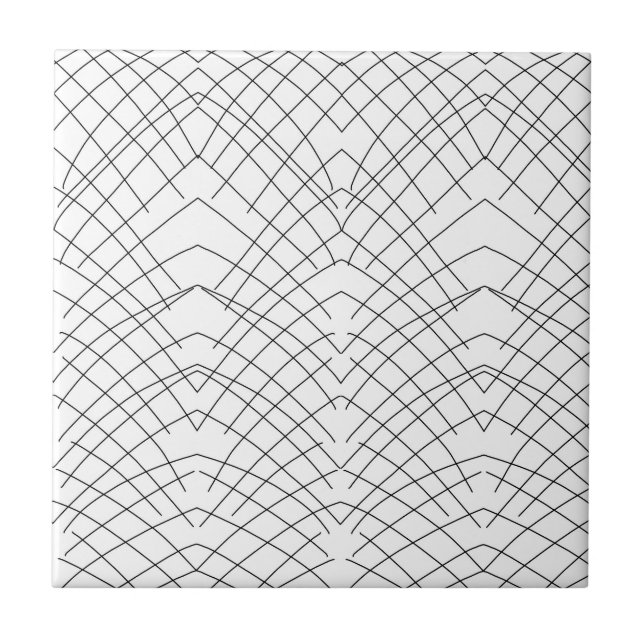 Abstract Art Black White Sketch Tile (Front)