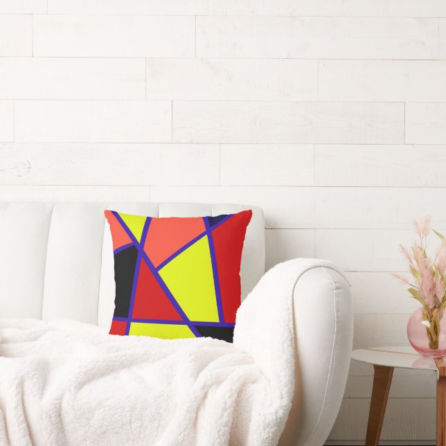 Abstract Art Black Yellow Coral Minimalism Cushion (Couch)