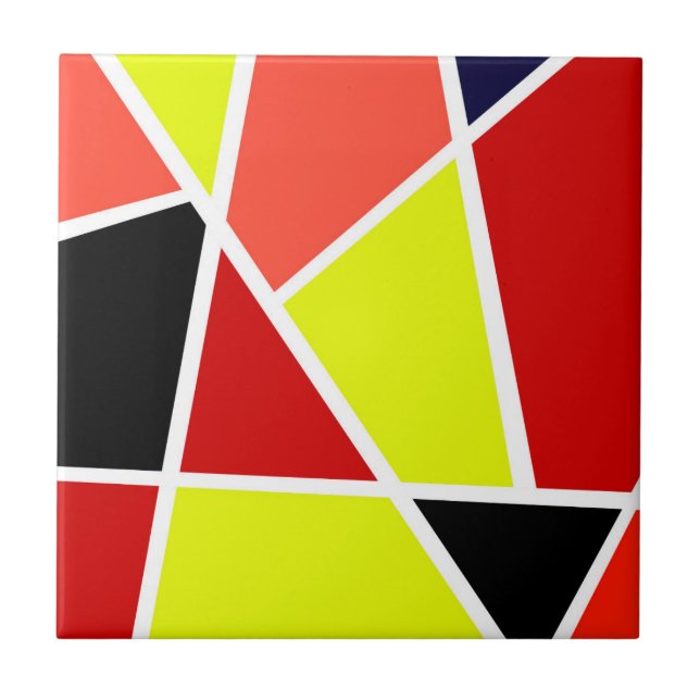 Abstract Art Black Yellow Coral Minimalism Tile (Front)