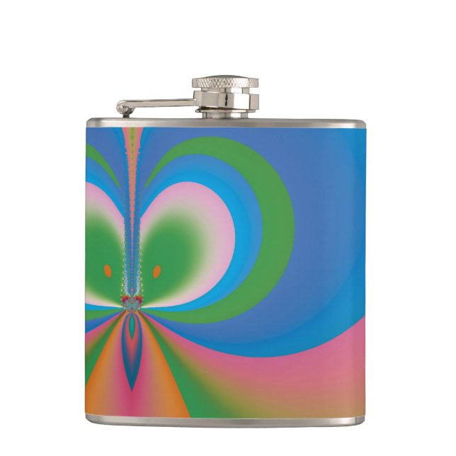 Abstract Art Blue Butterfly Hip Flask (Front)