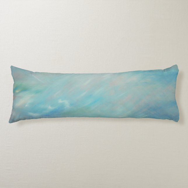 Abstract art blue haze float long pillow (Front)