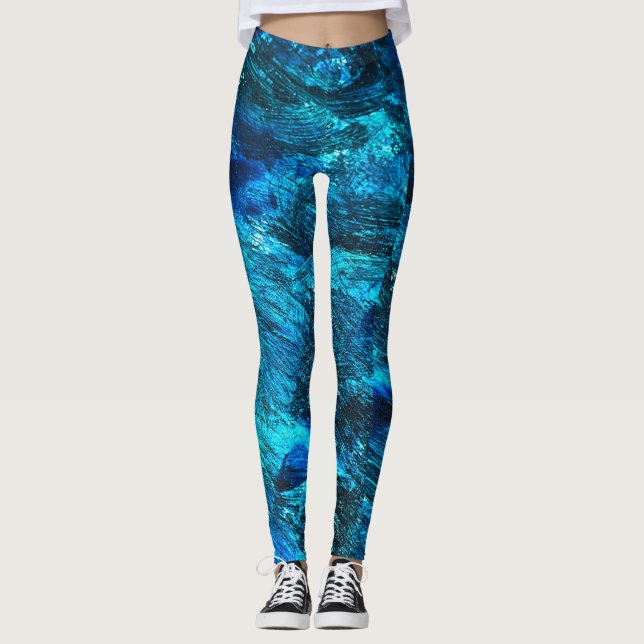 Abstract Art Blue Leggings (Front)