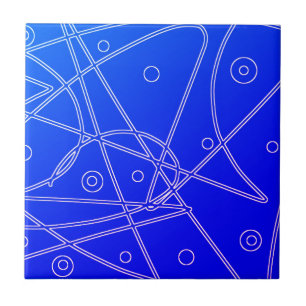 Abstract Art Blue Lines Circles Minimalism Tile