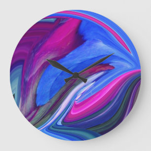 Abstract Art Blue N Pink Leaf Clock