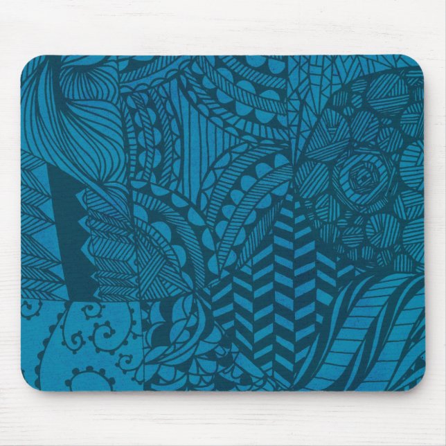 Abstract Art Blue Pattern Mouse Mat (Front)
