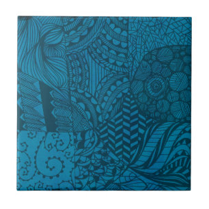 Abstract Art Blue Pattern Tile