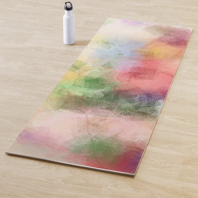 Abstract Art Blue Red Purple Yellow Green Colour Yoga Mat (In Situ)
