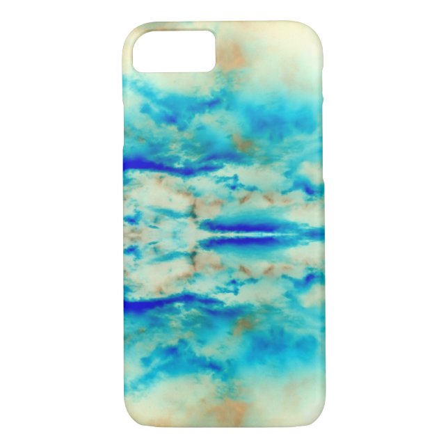 Abstract art blue turquoise aqua cream iPhone case (Back)
