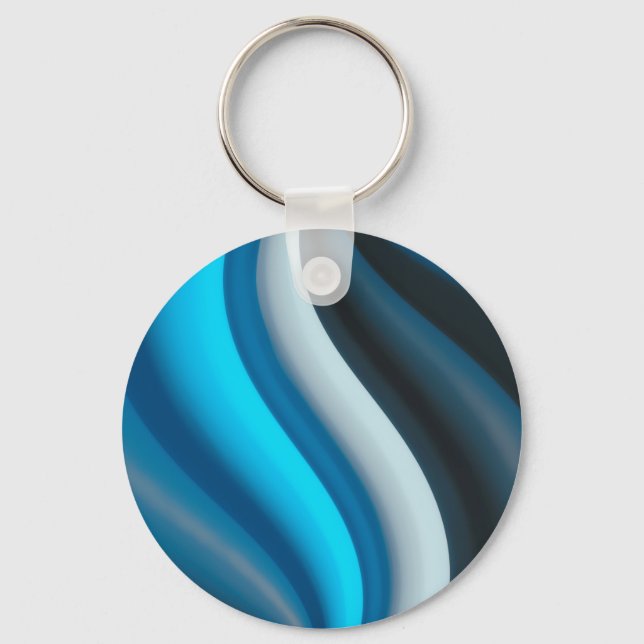 Abstract Art Blue Waves Key Ring (Front)