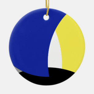 Abstract Art Blue Yellow Ceramic Tree Decoration