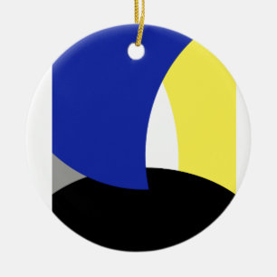 Abstract Art Blue Yellow Ceramic Tree Decoration