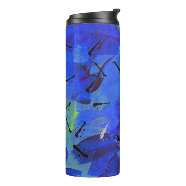 Abstract Art Blue & Yellow Green Travel Tumbler (Rotated Left)