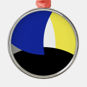 Abstract Art Blue Yellow Metal Tree Decoration
