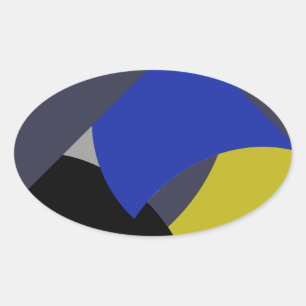 Abstract Art Blue Yellow Oval Sticker