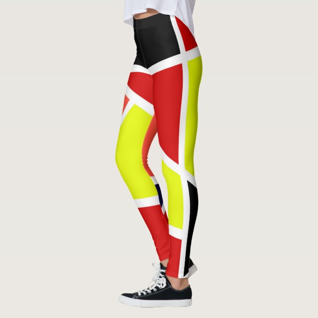 Abstract Art Blue Yellow Red Minimalism Leggings (Left)