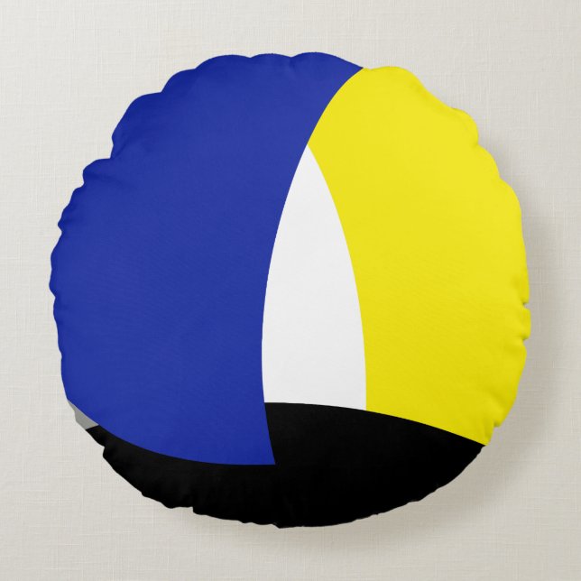 Abstract Art Blue Yellow Round Cushion (Front)