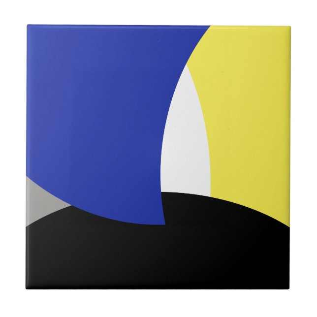 Abstract Art Blue Yellow Tile (Front)