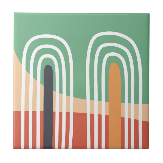 Abstract art boho rainbow set tile (Front)