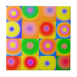 Abstract Art Bold Bright Yellow Red Blue Tile