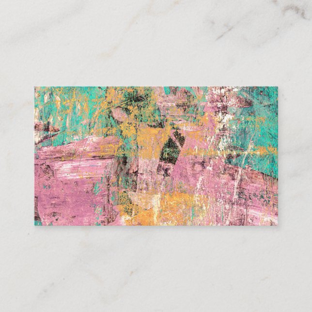 Abstract Art Business Cards Pink Turquoise Orange (Front)