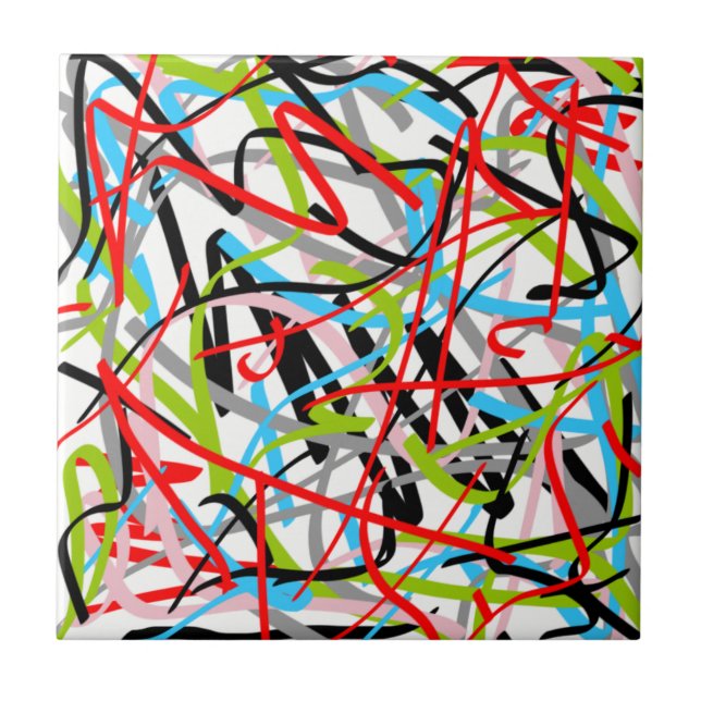 Abstract Art Busy Colourful Tile (Front)