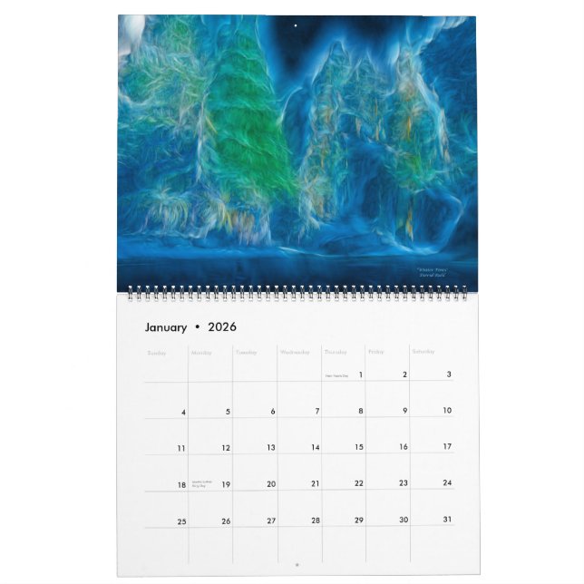Abstract Art by David Ruhl Calendar (Jan 2026)