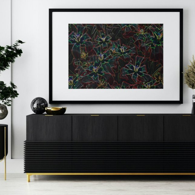 Abstract art canvas, neon flowers canvas print (Creator Uploaded)