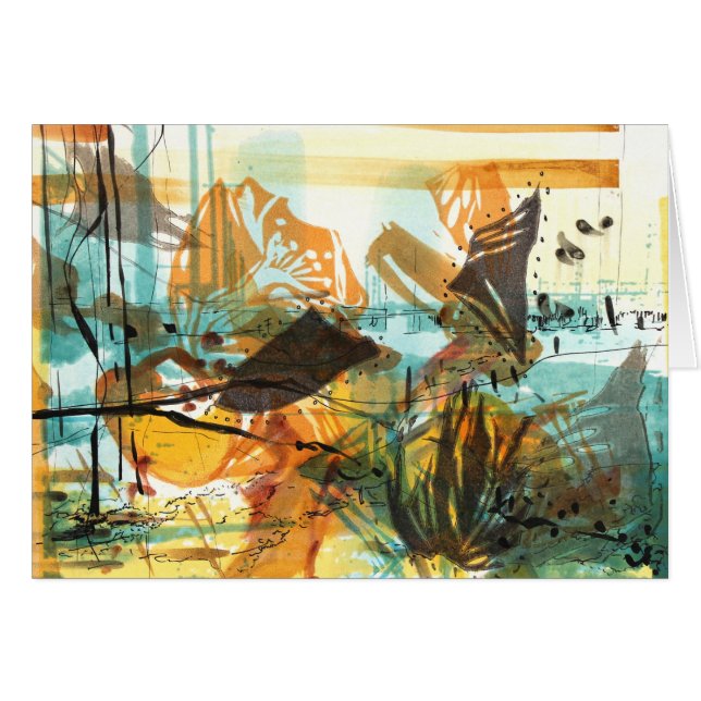 Abstract Art Card Poppies Urban Highway California (Front Horizontal)