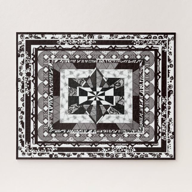 Abstract Art Challenging Black White Super Detail Jigsaw Puzzle (Horizontal)