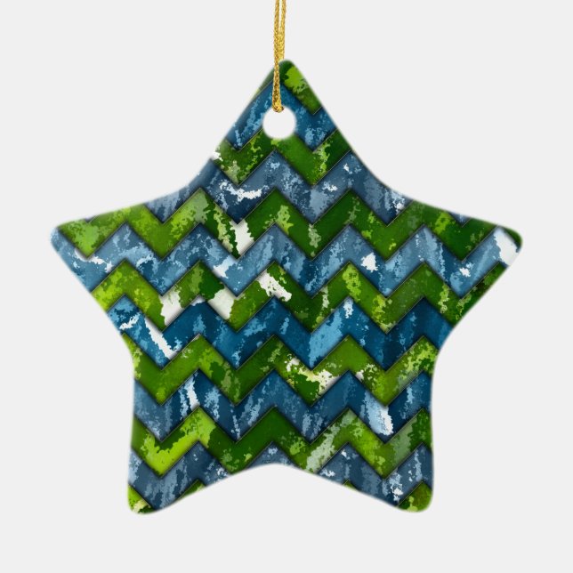 Abstract Art Chevron Design Ceramic Tree Decoration (Front)