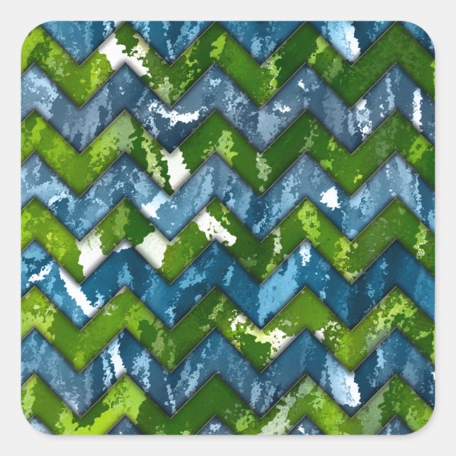 Abstract Art Chevron Design Square Sticker (Front)