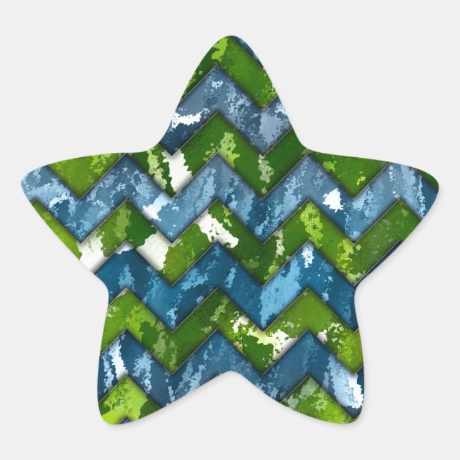 Abstract Art Chevron Design Star Sticker (Front)