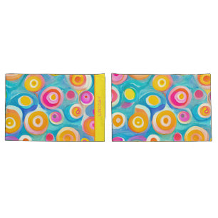 Abstract Art Circles Bright Colours Custom Name Fu Pillowcase