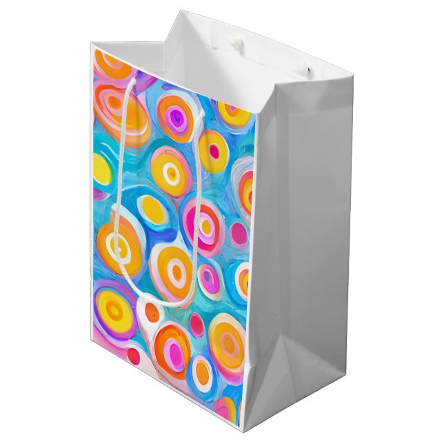 Abstract Art Circles Colourful Bright Fun Medium Gift Bag (Front Angled)