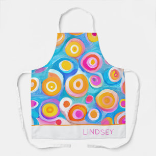Abstract Art Circles NAME Colourful Kitchen Fun Apron