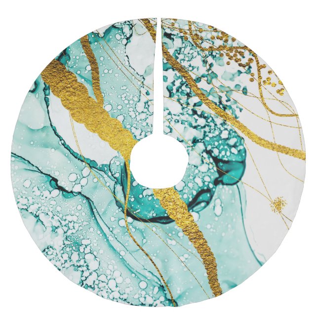 Abstract Art Clouds: Translucent Ink Brushed Polyester Tree Skirt (Front)